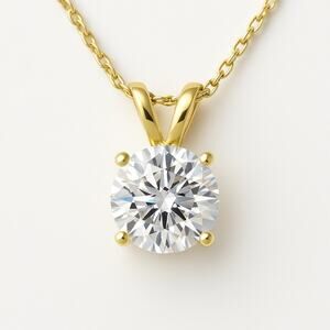5 ct Lab‑Grown Diamond Solitaire Pendant in 14K Yellow Gold | 18″ Cable Chain